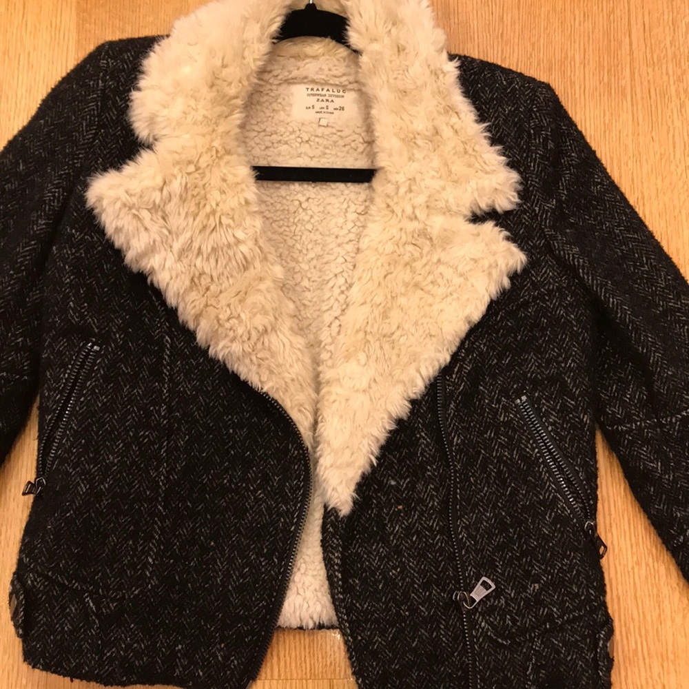 ZARA TWEED FUR COAT